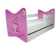 Kép 1/3 - Ágyneműtartós gyerekágy ágyráccsal és matraccal - Junior Delux - rózsaszín cicás
