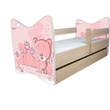 Kép 1/3 - Ágyneműtartós gyerekágy ágyráccsal és matraccal - Junior Delux - rózsaszín macis