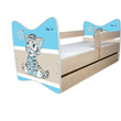 Kép 1/3 - Ágyneműtartós gyerekágy ágyráccsal és matraccal - Junior Delux -  kék-szürke tigrises