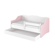 Kép 1/2 - Ágyneműtartós gyerekágy ágyráccsal - Lulu  - fehér-rózsaszín