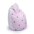Kép 1/2 - Csepp alakú babzsák puff gyerekeknek - fehér eco bőr rózsaszín koronás