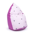 Kép 1/2 - Csepp alakú babzsák puff gyerekeknek - pink eco bőr rózsaszín koronás