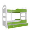Dominik emeletes gyerekágy ágyneműtartóval - Fehér zöld 2