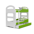 Dominik emeletes gyerekágy ágyneműtartóval - Fehér zöld 3