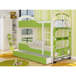 Kép 1/4 - Dominik N emeletes ágyneműtartós gyerekágy ágyrácsokkal - zöld kisbusz