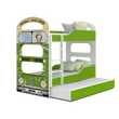 Kép 1/2 - Dominik N emeletes pótágyas gyerekágy ágyrácsokkal - zöld kisbusz