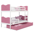 Kép 3/4 - Emeletes gyerekágy ágyneműtartóval - Max - rózsaszín-fehér kerettel