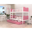 Kép 2/4 - Emeletes gyerekágy ágyneműtartóval - Max - rózsaszín-fehér kerettel