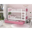 Kép 1/6 - Emeletes ágyneműtartós gyerekágy ágyrácsokkal - Mateusz - fehér rózsaszín