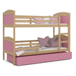Kép 3/6 - MATEUSZ emeletes ágyneműtartós gyerekágy: fenyő rózsaszín 3