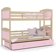 Kép 1/4 - Emeletes ágyneműtartós gyerekágy ágyrácsokkal 90x200 cm - Mateusz - fenyő rózsaszín