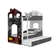 Kép 1/2 - Házikó formájú emeletes gyerekágy pótággyal és ágyrácsokkal - Boszorkányvár