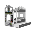 Kép 1/2 - Házikó formájú emeletes gyerekágy pótággyal és ágyrácsokkal - Laboratórium