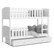 Kép 2/3 - TAMI emeletes gyerekágy ágyneműtartóval: Fehér keret - fehér támlákkal 2