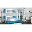 Kép 1/3 - Pótágyas emeletes gyerekágy ágyrácsokkal - Tami - Fehér keret - kék támlákkal
