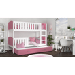 Kép 1/3 - Pótágyas emeletes gyerekágy ágyrácsokkal - Tami - Fehér keret - rózsaszín támlákkal