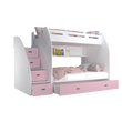 Kép 2/3 - ZUZIA emeletes gyerekágy praktikus tárolókkal: fehér rózsaszín 2