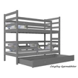 Kép 2/2 - Emeletes gyerekágy ágyneműtartóval - Basic 90x200 cm - szürke-szürke