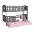 Kép 1/2 - KUBUS emeletes gyerekágy 80x190 cm: Kubus mdf - szürke-rózsaszín