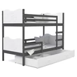 Kép 3/4 - Emeletes gyerekágy ágyneműtartóval - Max 90x200 cm - fehér-szürke kerettel