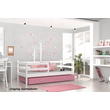 Kép 1/2 - Leesésgátlós ágyneműtartós gyerekágy ágyráccsal - Basic - fehér rózsaszín