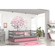 Kép 1/2 - Leesésgátlós ágyneműtartós gyerekágy ágyráccsal - Basic - szürke rózsaszín