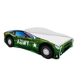 CARS II. autó formájú gyerekágy matraccal: zöld katonai. 