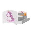 Kép 1/5 - Ágyneműtartós gyerekágy ágyráccsal - 4 méretben - Cool Beds - 28L Pony póni mintás
