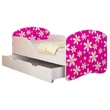 Kép 4/5 - Leesésgátlós gyerekágy - Dream 80x180 cm - 23 Pink daisy matraccal