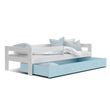 Kép 2/4 - HUGO MDF leesésgátlós ágyneműtartós gyerekágy fehér kék 2