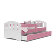 Kép 2/4 - Gyerekágy leesésgátlóval és ágyneműtartóval - Happy - fehér-rózsaszín