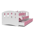 Kép 3/4 - Gyerekágy leesésgátlóval és ágyneműtartóval - Happy - fehér-rózsaszín