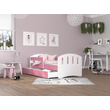 Kép 1/4 - Leeésgátlós és ágyneműtartós gyerekágy - Happy - fehér rózsaszín