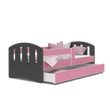 Kép 2/4 - HAPPY leesésgátlós ágyneműtartós gyerekágy: szürke rózsaszín 2