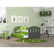 Kép 1/4 - Leeésgátlós és ágyneműtartós gyerekágy - Happy - szürke zöld