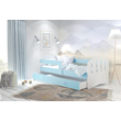 Kép 1/3 - Leeésgátlós és ágyneműtartós gyerekágy - Happy - fehér kék