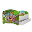 Kép 1/2 - Leesésgátlós gyerekágy ágyneműtartóval 80x180 cm - dzsungel állatok