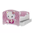 Kép 1/2 - Leesésgátlós gyerekágy ágyneműtartóval és ágyráccsal - Hello Kitty jellegű