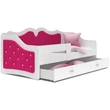Kép 2/4 - LILI leesésgátlós gyerekágy ágyneműtartóval: fuchsia, kristályokkal 2