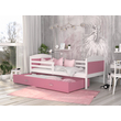 Kép 1/6 - Leesésgátlós ágyneműtartós gyerekágy ágyráccsal - Mateusz - fehér rózsaszín