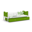 Kép 1/3 - Leesésgátlós ágyneműtartós gyerekágy ágyráccsal - Max - fehér zöld