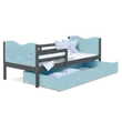Kép 1/4 - Leesésgátlós ágyneműtartós gyerekágy ágyráccsal - Max - szürke kék