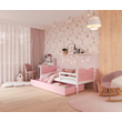 Kép 1/3 - Leesésgátlós ágyneműtartós gyerekágy ágyráccsal - Max - fehér rózsaszín