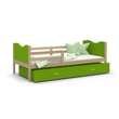 Kép 1/4 - Leesésgátlós ágyneműtartós gyerekágy ágyráccsal - Max - fenyő zöld