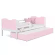 Kép 1/3 - Pótágyas leesésgátlós gyerekágy ágyrácsokkal - Max - fehér rózsaszín