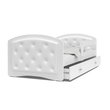 Kép 4/5 - MEGI leesésgátlós gyerekágy ágyneműtartóval: fehér, gombokkal