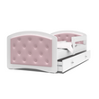 Kép 5/8 - MEGI leesésgátlós gyerekágy ágyneműtartóval: púder rózsaszín, gombokkal