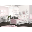Kép 4/8 - MEGI leesésgátlós gyerekágy ágyneműtartóval: púder rózsaszín, gombokkal 