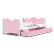 Kép 1/4 - Leesésgátlós ágyneműtartós gyerekágy - Mikolaj - fehér rózsaszín
