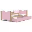 Kép 1/2 - Leesésgátlós ágyneműtartós gyerekágy - Mikolaj - fenyő rózsaszín